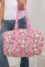 Pink Floral Quilted Cotton Duffle Bag - Premium Duffel Bags from LA Soul - Just $42.95! Shop now at Pat's Monograms