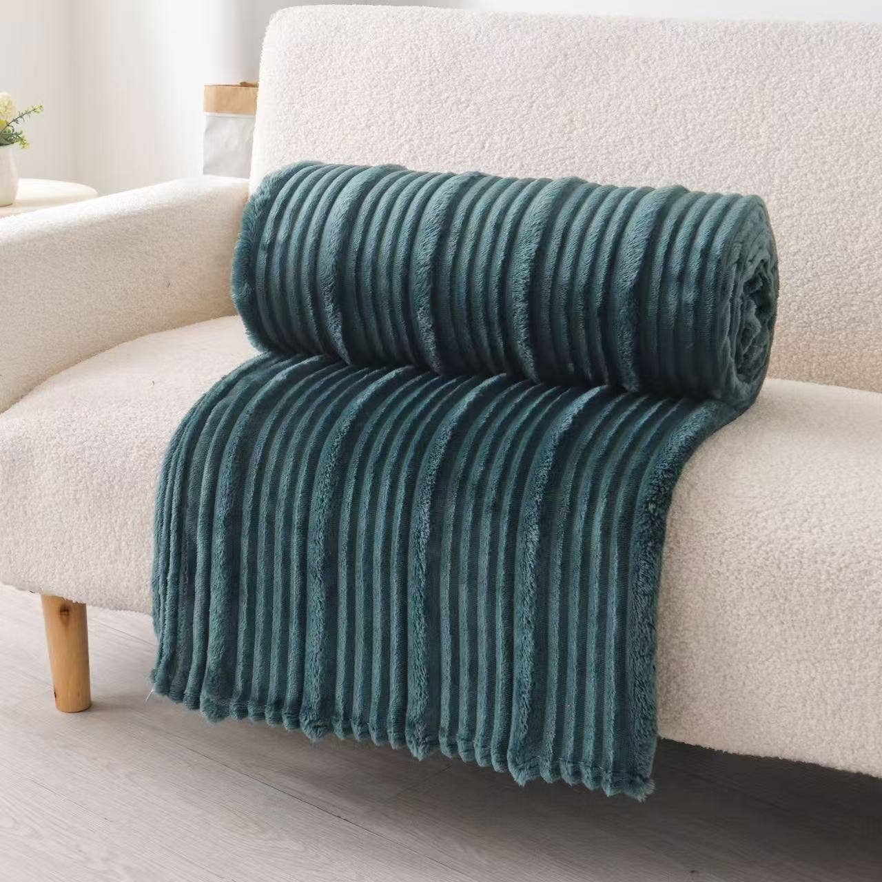 Ultra Soft Ribbed Blanket - Plush Flannel Throw - Premium blankets from FLUFFERY - Just $21.95! Shop now at Pat's Monograms