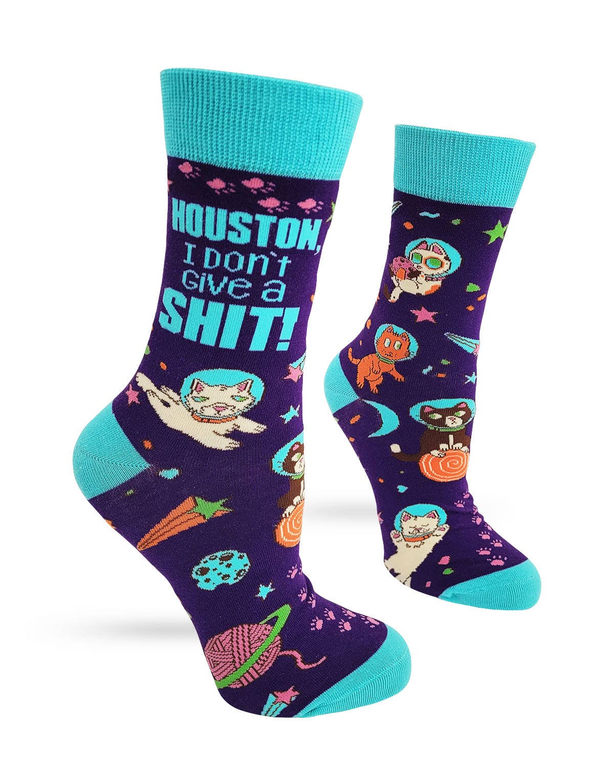 Houston I Don't Give a Shit Women's Crew Socks - Premium socks from Fabdaz - Just $11.95! Shop now at Pat's Monograms