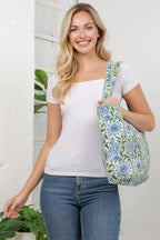 Floral Quilted Cotton Tote Bag - Blue Dahlia - Premium Bags and Totes from LA Soul - Just $36.95! Shop now at Pat's Monograms