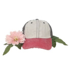 GIRLS Beige, Brown and Coral Distressed Hat - Premium baseball cap from GRACE+EMMA by Southern Grace - Just $3.37! Shop now at Pat's Monograms