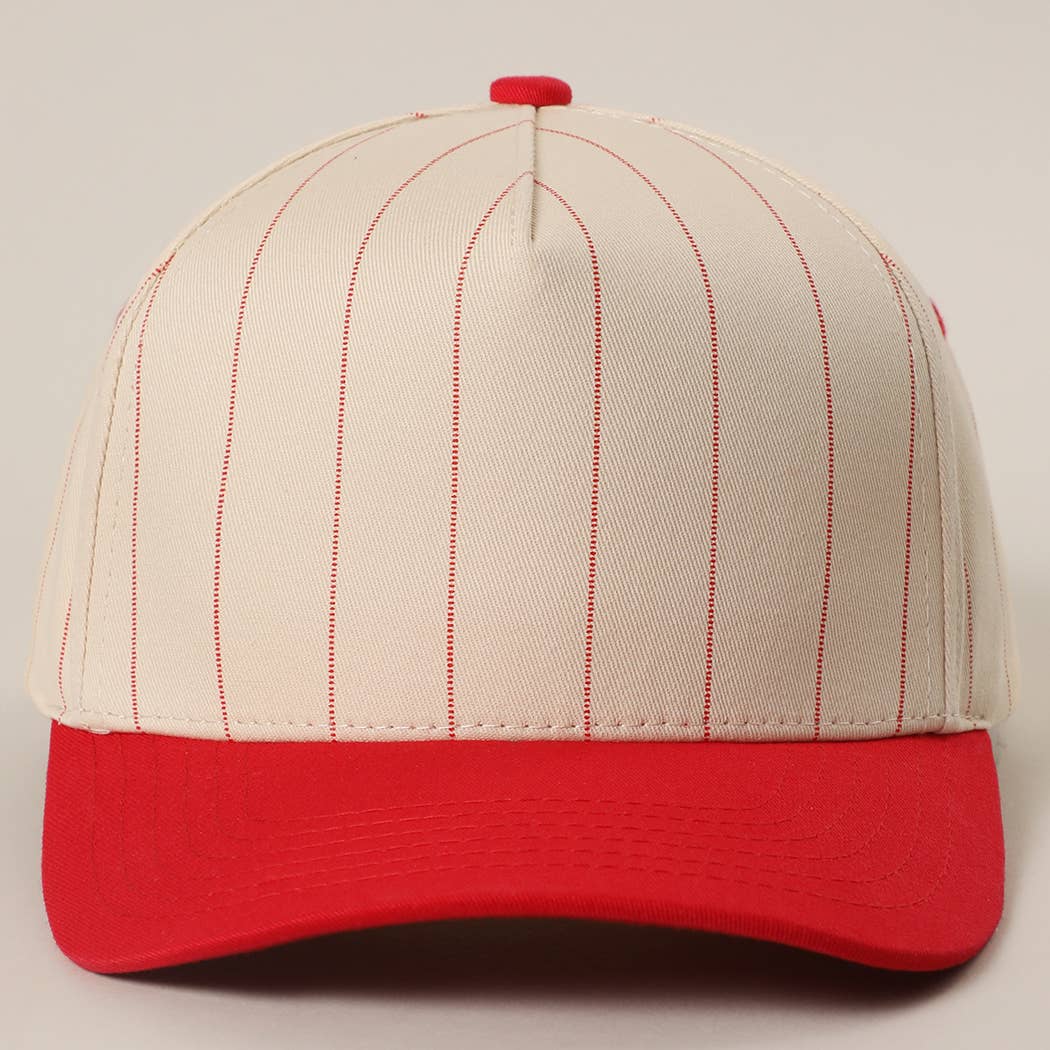 Two-Tone Pinstripe Canvas Trucker Hat - Premium  from Fashion City - Just $15! Shop now at Pat's Monograms