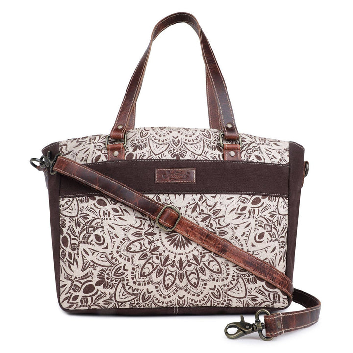 Canvas & Leather Women's Tote Bag - Timberwolf/Van Dyke - Premium tote bag from Sixtease Bags USA - Just $52! Shop now at Pat's Monograms