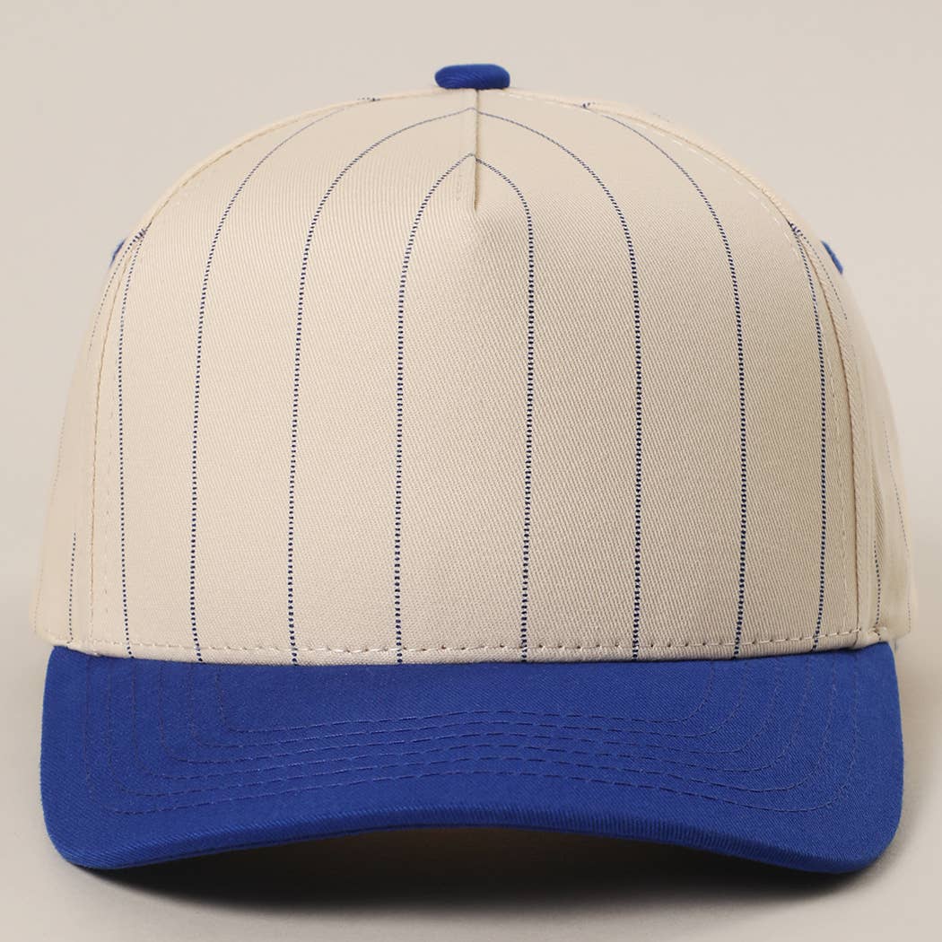 Two-Tone Pinstripe Canvas Trucker Hat - Premium  from Fashion City - Just $15! Shop now at Pat's Monograms
