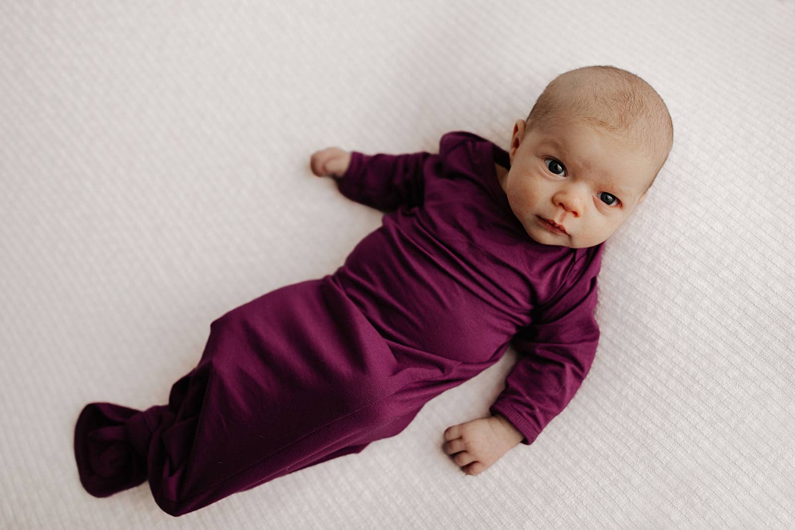 Knotted Newborn Baby Gown Plum Purple - Premium baby and Toddler Outfits from Three Little Tots - Just $26.95! Shop now at Pat's Monograms