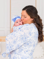 SoftSnooze™ Baby Girls Bamboo Viscose Periwinkle Butterfly Garden Ruffle Knotted Sleep Gown & Bow Hat Set - Premium Baby Sleepwear from RuffleButts + RuggedButts - Just $42.95! Shop now at Pat's Monograms