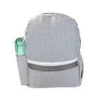 Grey Seersucker Medium Backpack w/ Pocket - Premium Backpack from Mint - Just $34.95! Shop now at Pat's Monograms