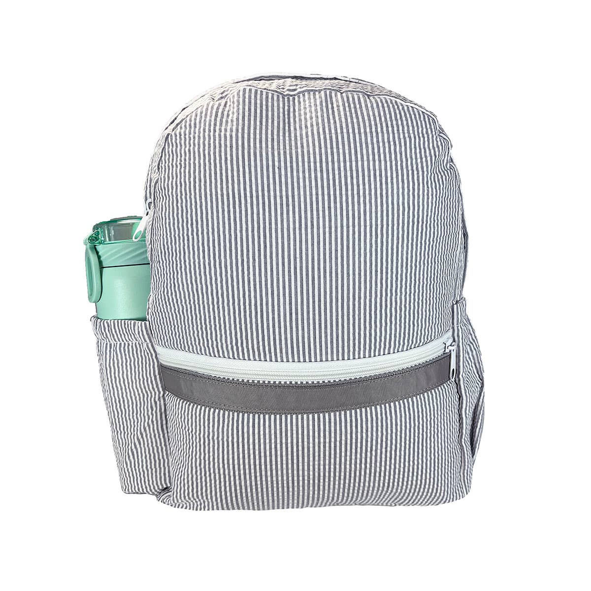 Grey Seersucker Medium Backpack w/ Pocket - Premium Backpack from Mint - Just $34.95! Shop now at Pat's Monograms