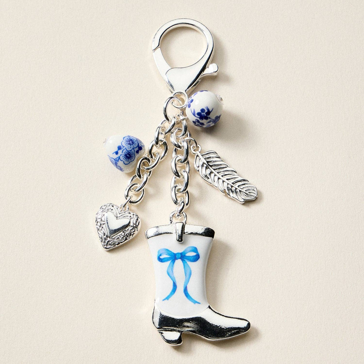 Western Cowgirl Boot Charm Ceramic | Beads Keychain — Frem