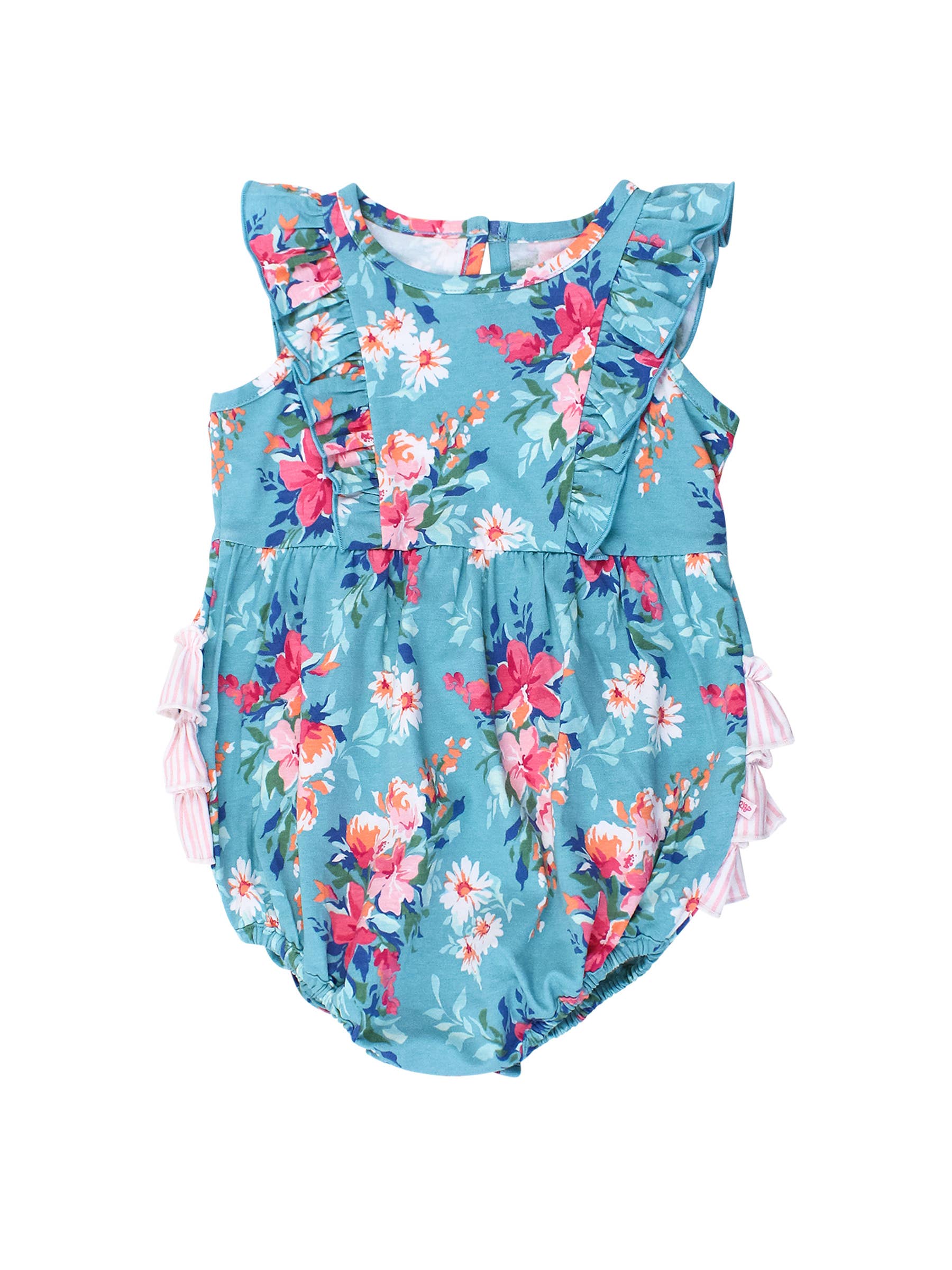 Baby Girls Fancy Me Floral Sleeveless Waterfall Bubble Romper with Signature Rear Ruffles - Premium Baby & Toddler Outfits from RuffleButts + RuggedButts - Just $42.95! Shop now at Pat's Monograms