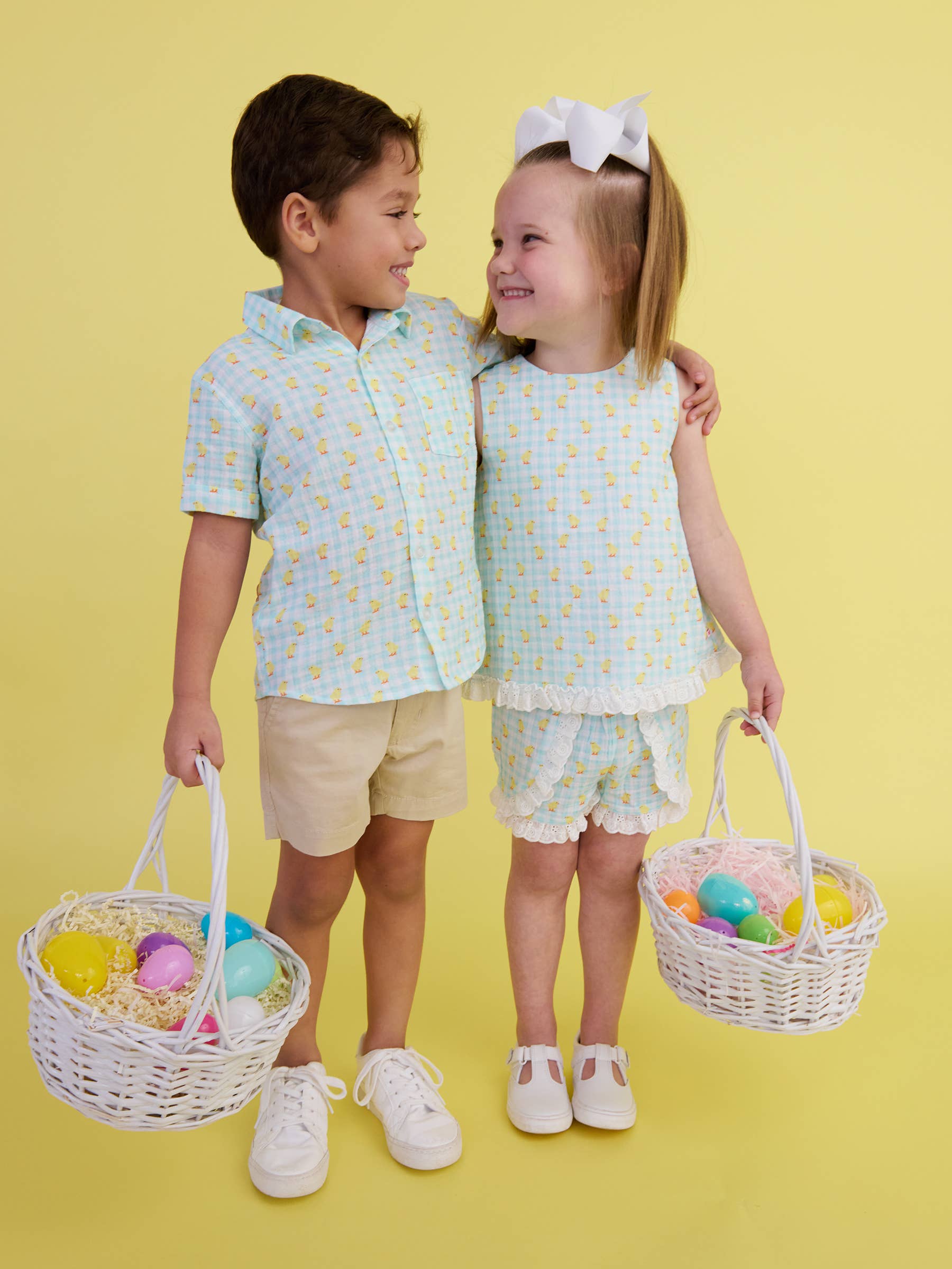 Baby Boys Chirping Chicks Gingham Cotton Gauze Button-Up Romper - Premium Baby & Toddler Outfits from RuffleButts + RuggedButts - Just $42.95! Shop now at Pat's Monograms