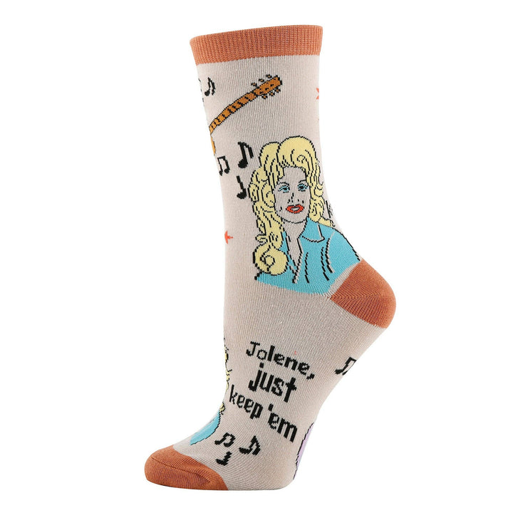 Just Keep 'em | Women's Jolene Funny Crew Socks - Premium  from Oooh Yeah Socks/Sock It Up/Oooh Geez Slippers - Just $11.95! Shop now at Pat's Monograms