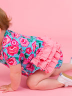 Baby Girls Bright Blossoms Knit Short Sleeve Bow Bubble Romper - Premium Baby & Toddler Outfits from RuffleButts + RuggedButts - Just $42.95! Shop now at Pat's Monograms