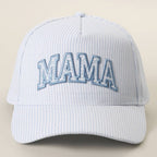MAMA Embroidered Patch Seersucker Stripe Trucker Hat — Fashion City