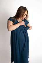 Navy Blue Maternity Mommy Labor and Delivery/ Nursing Gown - Premium nursing & Feeding from Three Little Tots - Just $36.95! Shop now at Pat's Monograms