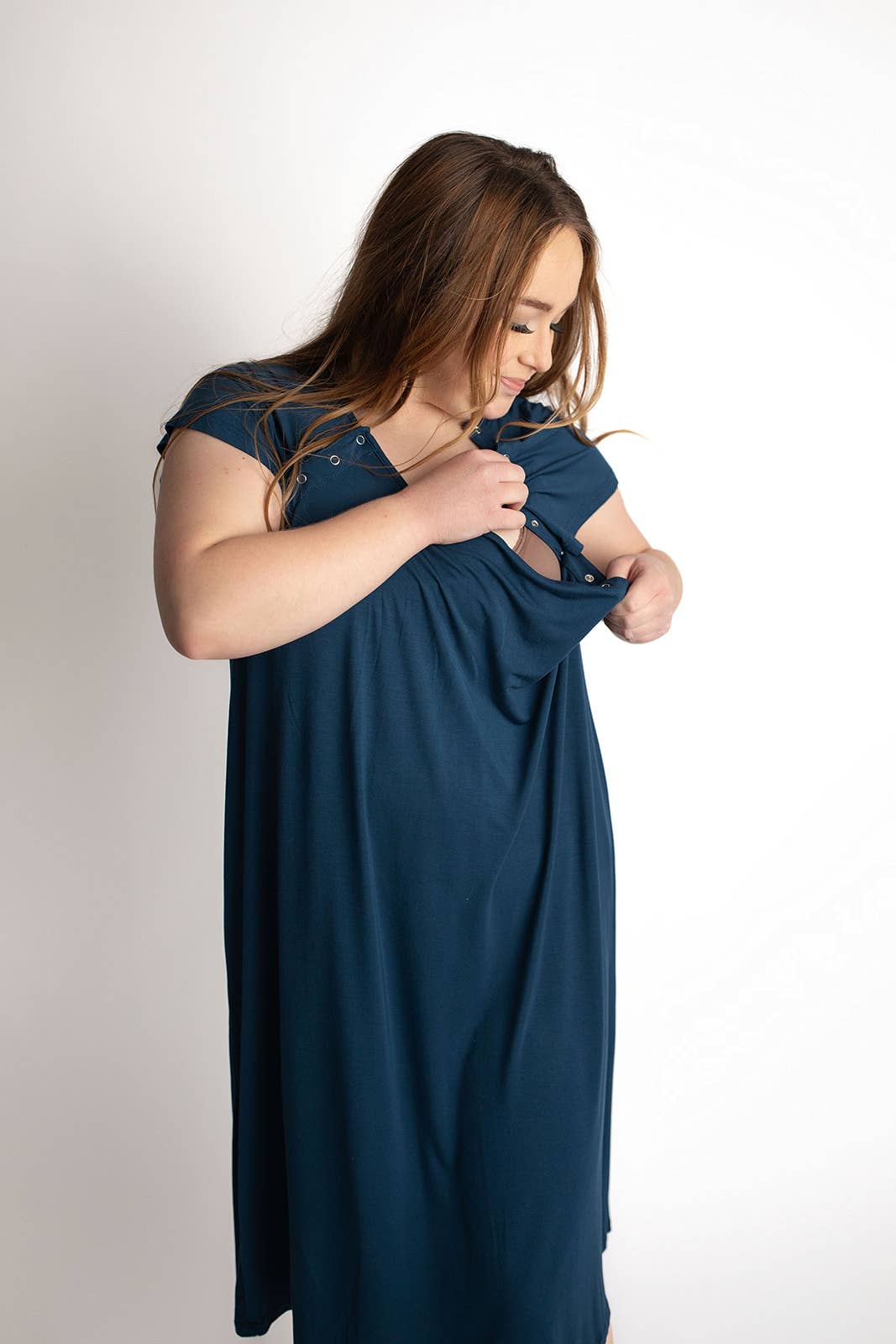 Navy Blue Maternity Mommy Labor and Delivery/ Nursing Gown - Premium nursing & Feeding from Three Little Tots - Just $36.95! Shop now at Pat's Monograms