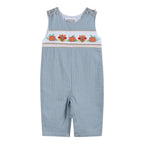 Light Blue Pinstripe Turkey Smocked Overalls - Premium  from Lil Cactus - Just $36! Shop now at Pat's Monograms