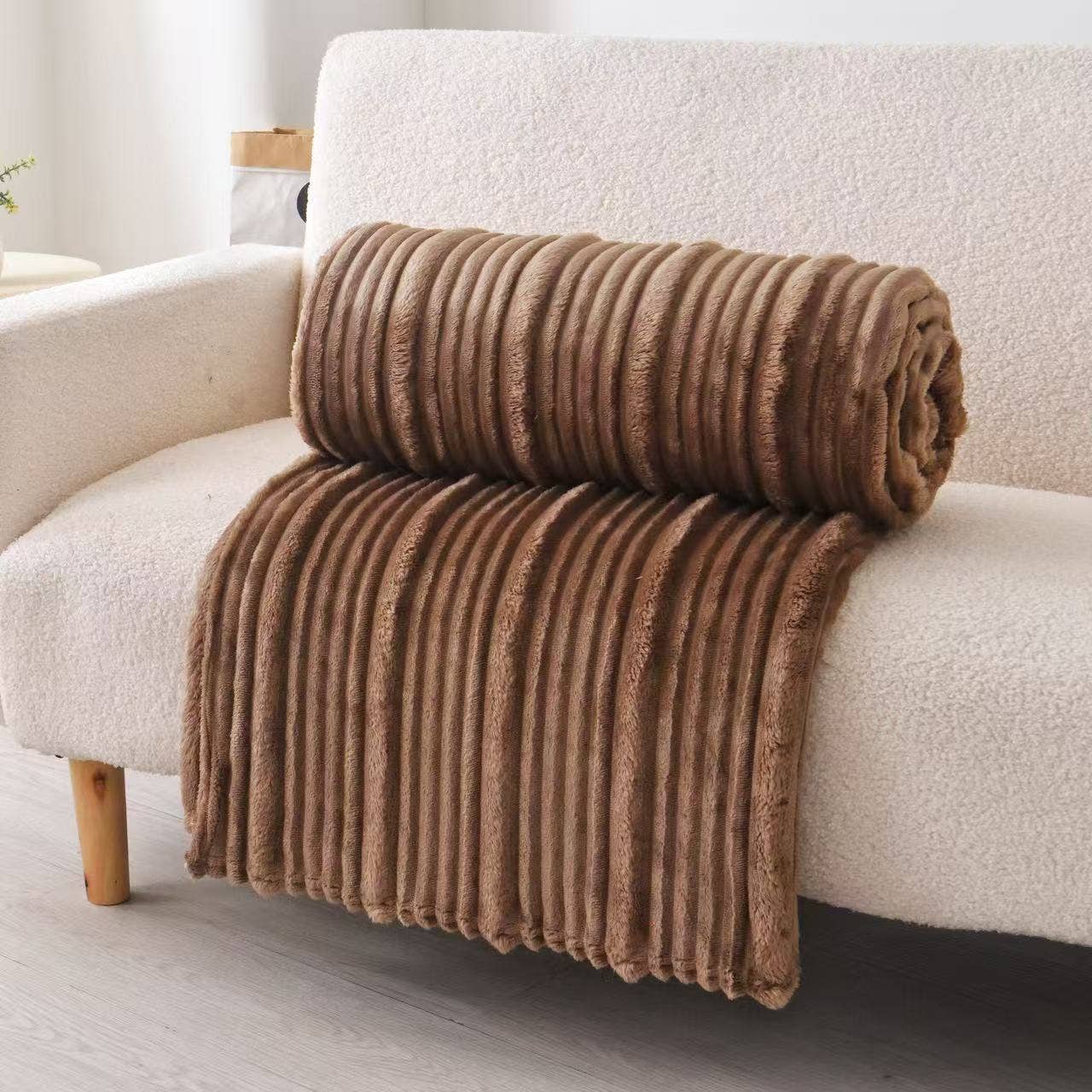 Ultra Soft Ribbed Blanket - Plush Flannel Throw - Premium blankets from FLUFFERY - Just $21.95! Shop now at Pat's Monograms