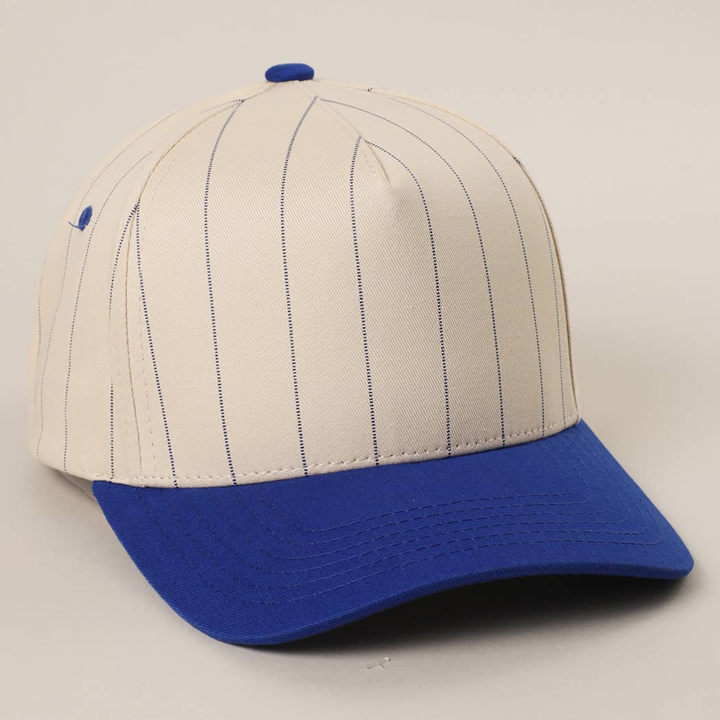Two-Tone Pinstripe Canvas Trucker Hat - Premium  from Fashion City - Just $15! Shop now at Pat's Monograms