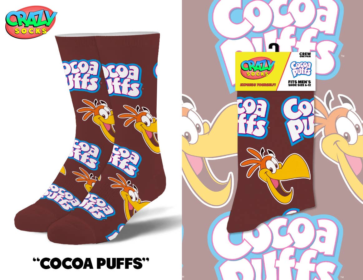 COCOA PUFFS CRAZY SOCKS - Premium Socks from Crazy Socks - Just $8! Shop now at Pat's Monograms
