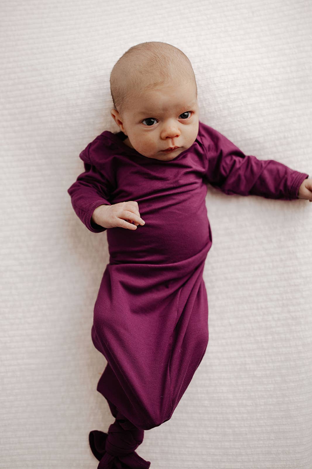 Knotted Newborn Baby Gown Plum Purple - Premium baby and Toddler Outfits from Three Little Tots - Just $26.95! Shop now at Pat's Monograms