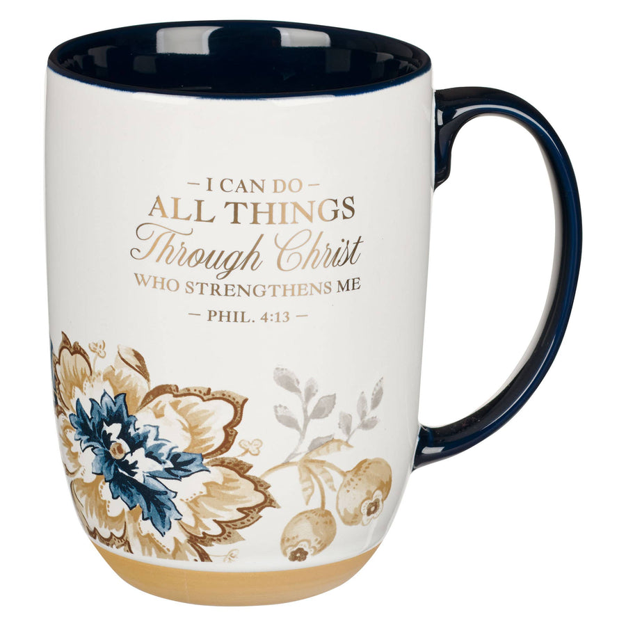 Mug Blue/Brown All Things Phil. 4:13 - Premium Christian Gift Items from Christian Art Gifts - Just $14.95! Shop now at Pat's Monograms