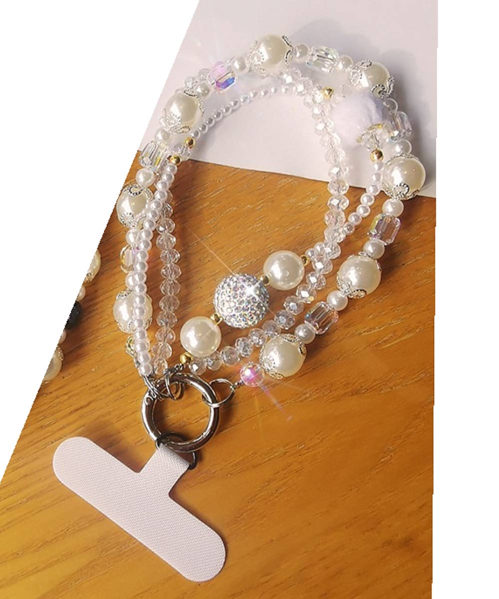 KEYCHAIN PEARL CRYSTAL WRIST STRAP PHONE HOLDER - Premium Accessories from DESHENG ENTERPRISE - Just $14.95! Shop now at Pat's Monograms