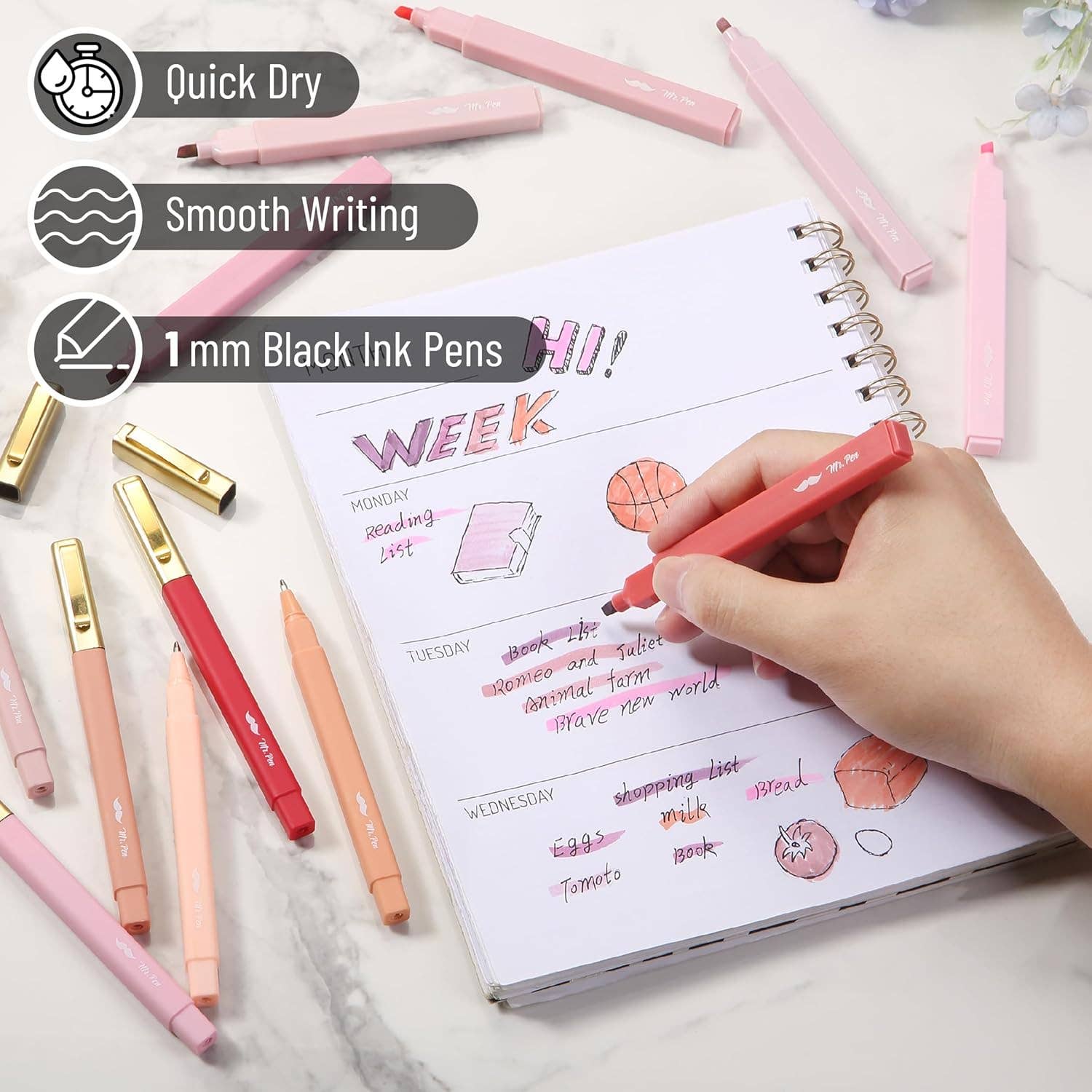 No Bleed Pink Highlighters & Pens for Bibles - 12 Pack - Premium Art supplies from Mr. Pen - Just $11.95! Shop now at Pat's Monograms
