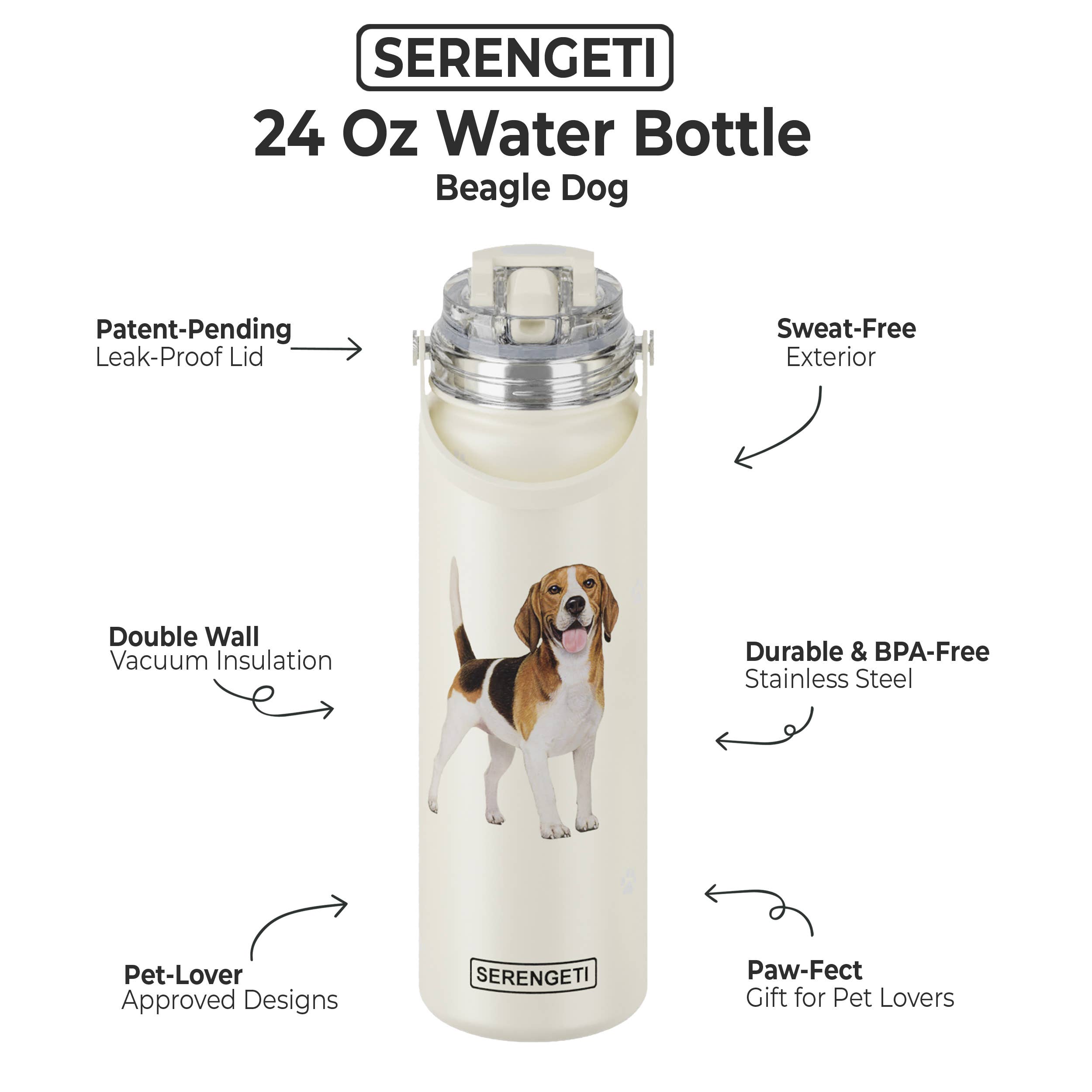 Beagle - Stainless Steel Water Bottle - Leak Proof - 24oz - Premium water bottle from E&S Pets - Just $29.99! Shop now at Pat's Monograms