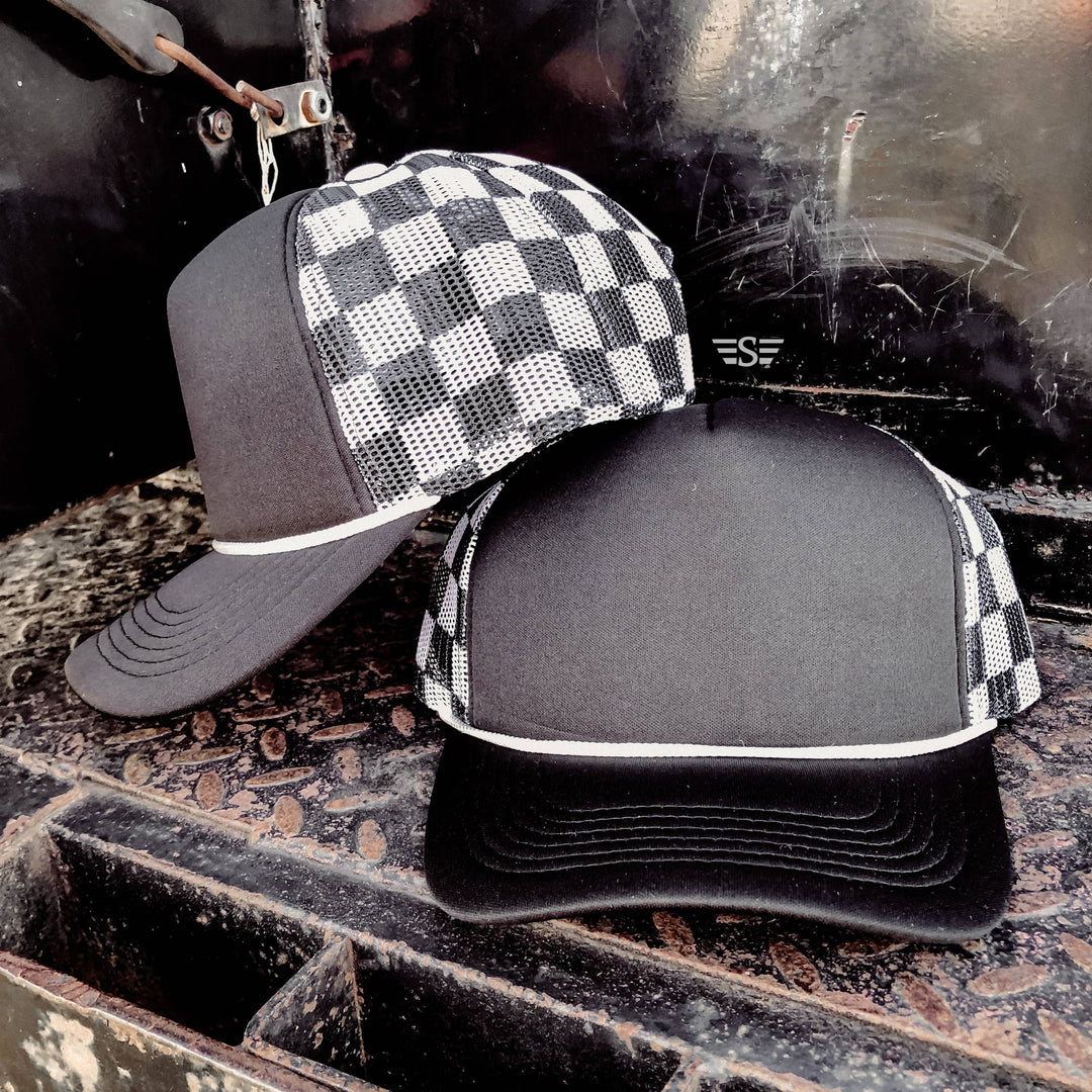 Checkered Mesh Back Foam Trucker Cap - Premium Trucker Cap from Flying S Company - Just $16.99! Shop now at Pat's Monograms