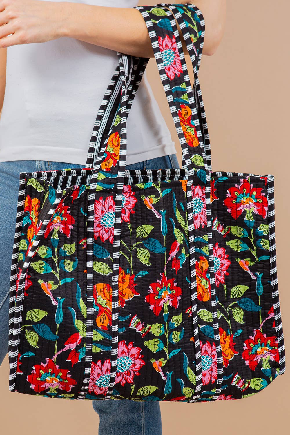 Quilted Tote Bag - Bold Floral - Premium Bags and Totes from LA Soul - Just $34.95! Shop now at Pat's Monograms
