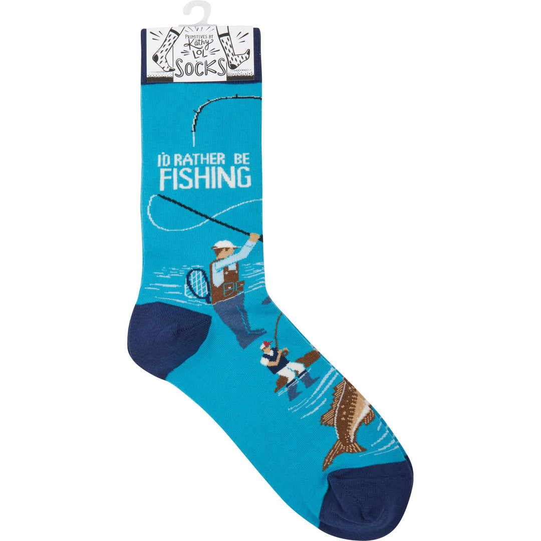 I'd Rather Be Fishing Socks - Premium socks from Primitives by Kathy - Just $10.95! Shop now at Pat's Monograms