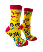Y'all Need Jesus Women's Crew Socks - Premium Socks from Fabdaz - Just $11.95! Shop now at Pat's Monograms