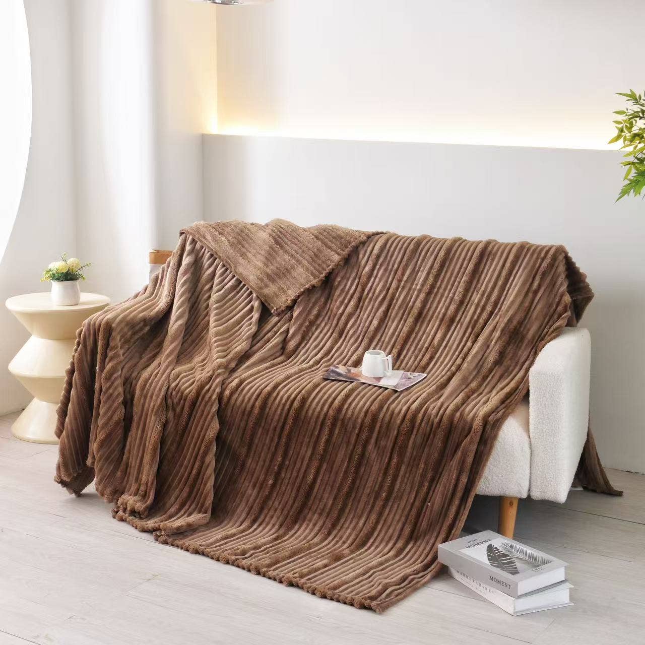 Ultra Soft Ribbed Blanket - Plush Flannel Throw - Premium blankets from FLUFFERY - Just $21.95! Shop now at Pat's Monograms