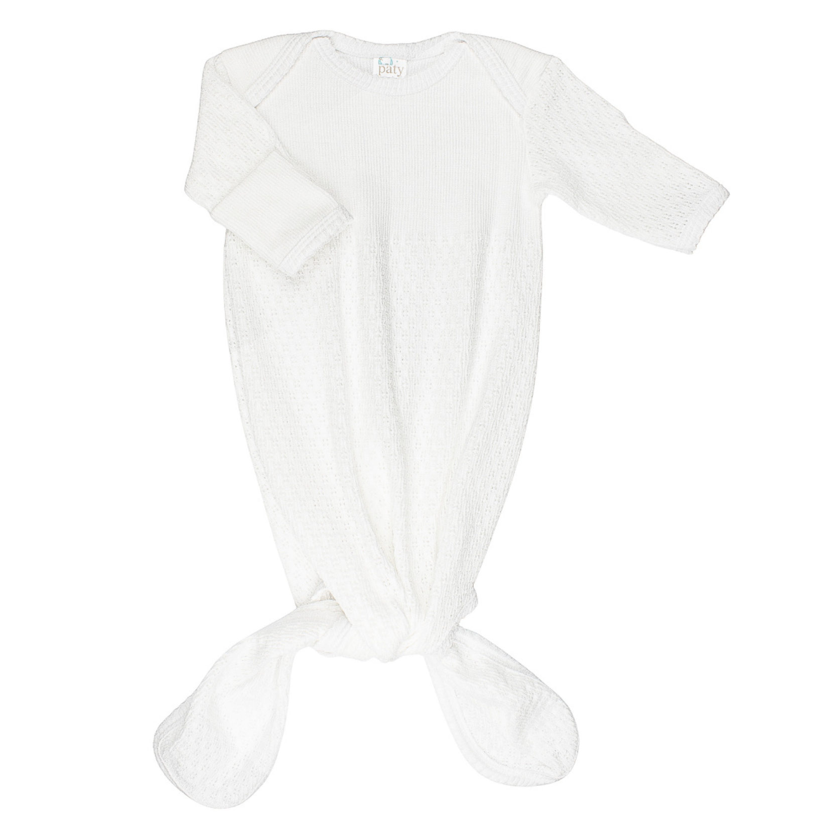 Paty Knit Knotted Overlap Shoulder Gown