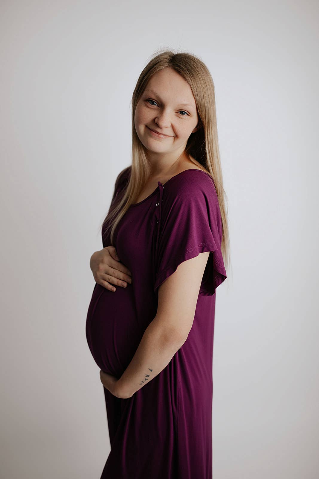 Plum Purple Maternity Labor and Delivery/ Nursing Gown - Premium nursing & Feeding from Three Little Tots - Just $36.95! Shop now at Pat's Monograms