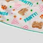 Pawty! Dog birthday bandana with cakes and hats gender neutral — doggish