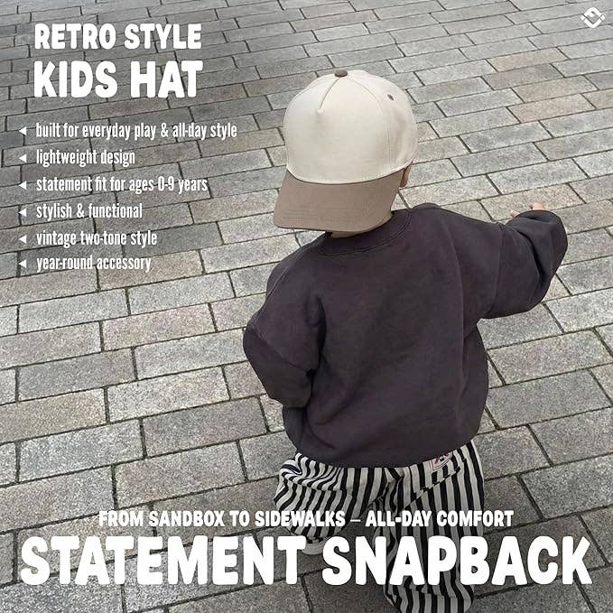 Kids Two Tone Vintage Cap - Khaki/Beige - Premium Trucker Cap from Funky Junque - Just $15.95! Shop now at Pat's Monograms