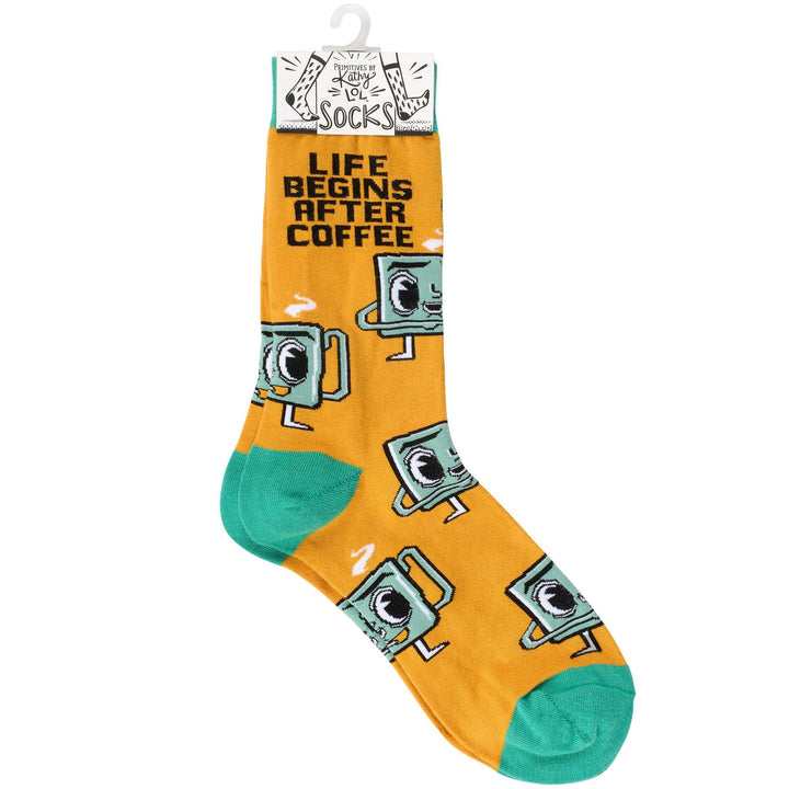 Life Begins After Coffee Socks - Premium Socks from Primitives by Kathy - Just $11.50! Shop now at Pat's Monograms