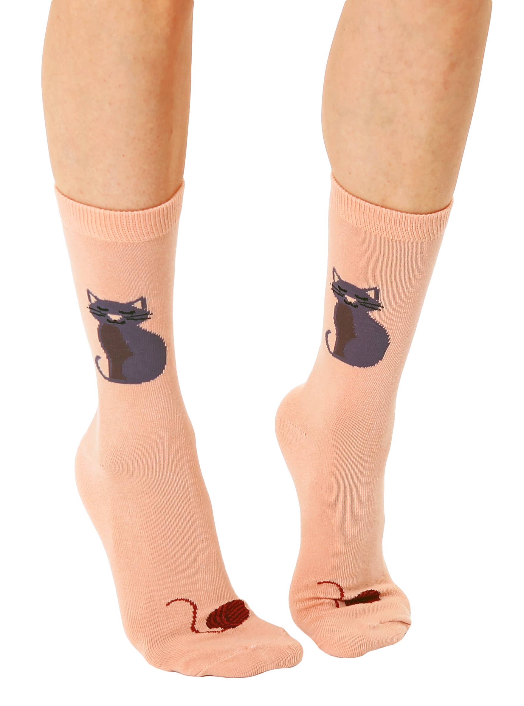 3D Packaged Crew Socks - Kitty Cat w/ Yarn Ball - Peach - Premium socks from Living Royal - Just $9.95! Shop now at Pat's Monograms