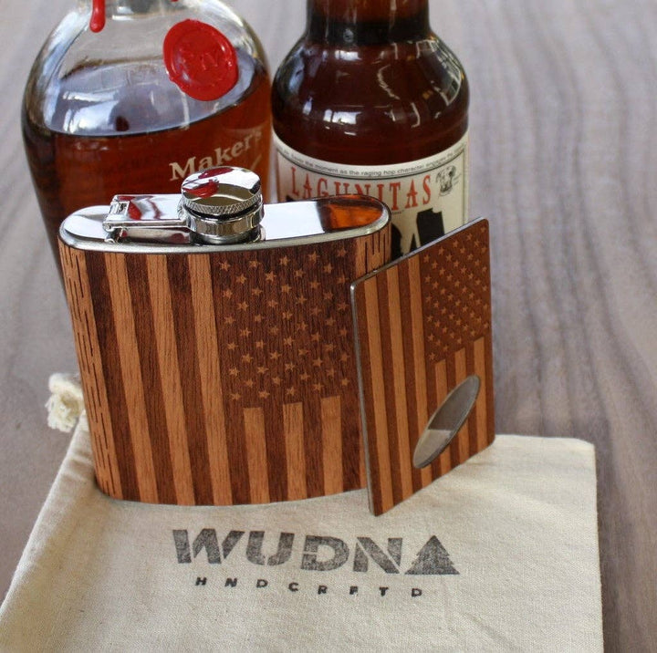 6 oz. Wooden Hip Flask & Matching Credit Card Bottle Opener - Premium Flask from WUDN Handcrafted - Just $35.95! Shop now at Pat's Monograms