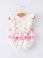 Floral Baby Girls Bow Ruffle Romper - Premium Baby & Toddler Outfits from Rylee Faith Designs - Just $26.95! Shop now at Pat's Monograms