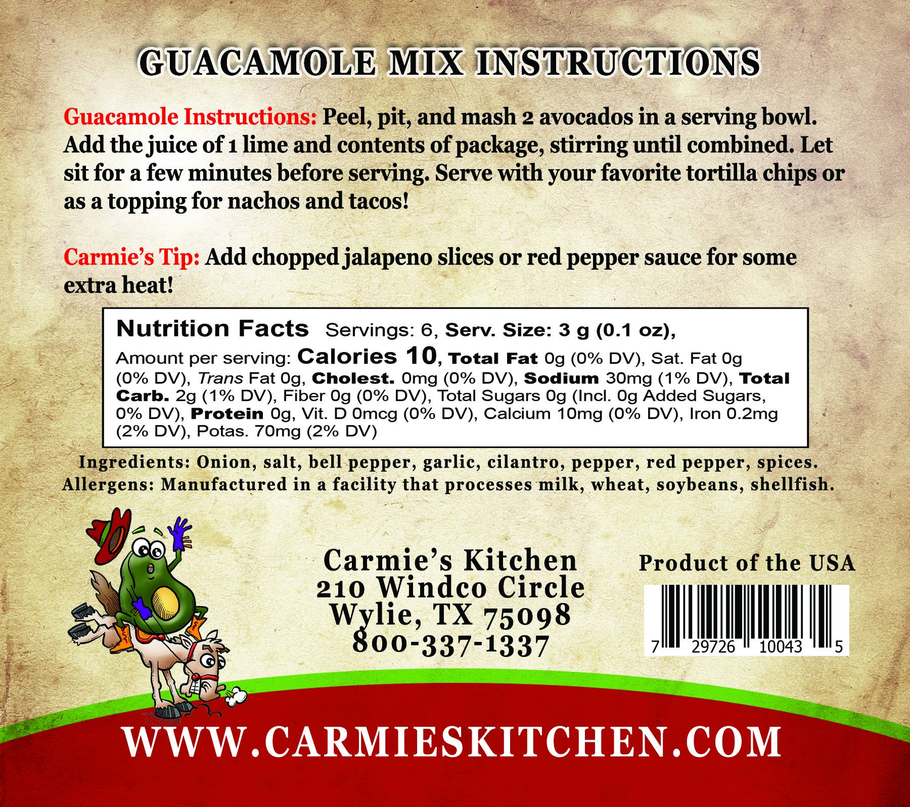 Guacamole Seasoning Mix - Premium Dips & Spreads from Carmie's Kitchen - Just $5! Shop now at Pat's Monograms