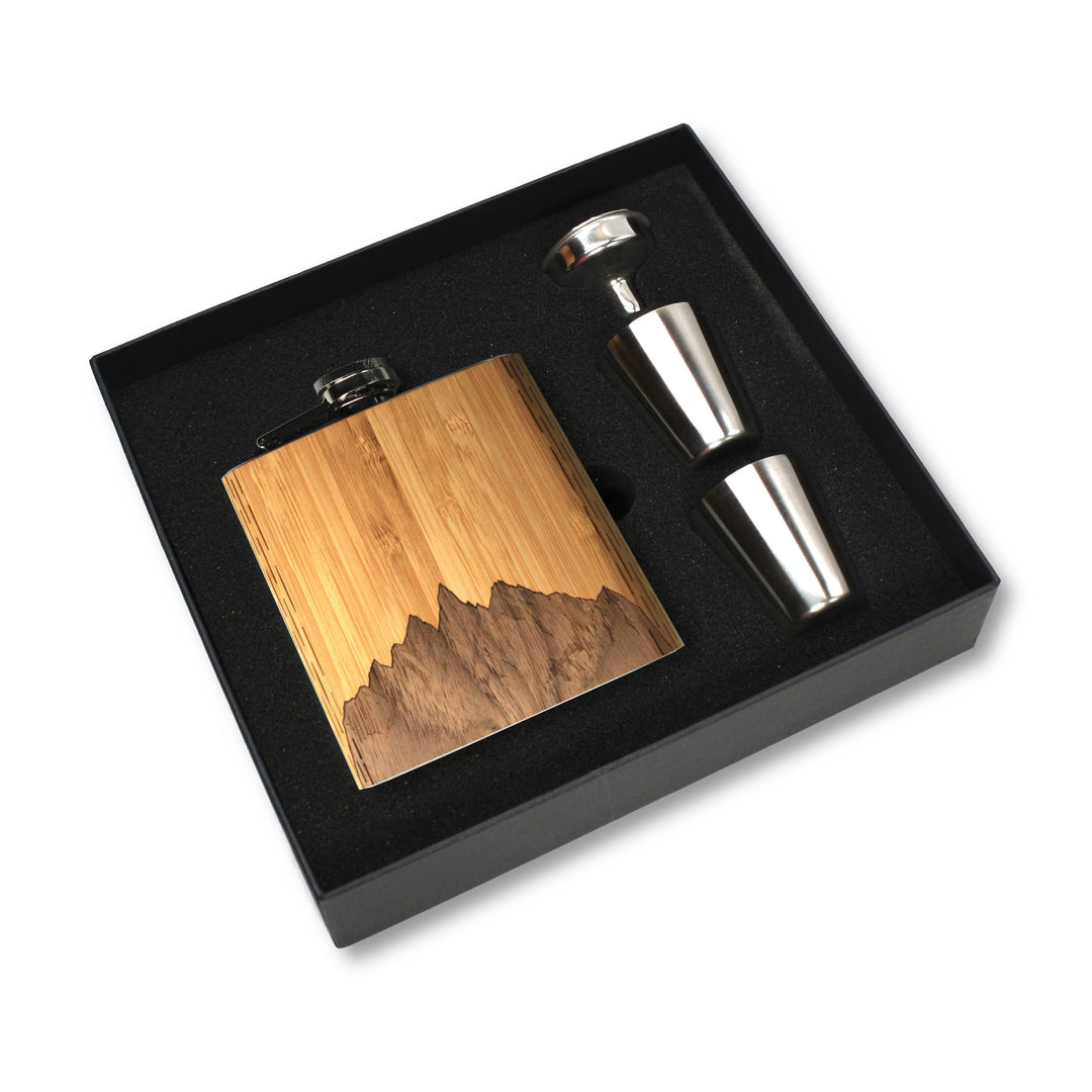 6 oz. Wooden Hip Flask & Gift Box with Shotglasses & Funnel - Premium barware from WUDN Handcrafted - Just $43.95! Shop now at Pat's Monograms