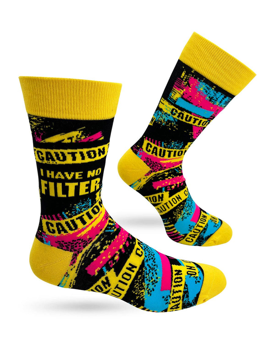 Caution I Have No Filter Men's Novelty Crew Socks - Premium Socks from Fabdaz - Just $11.95! Shop now at Pat's Monograms
