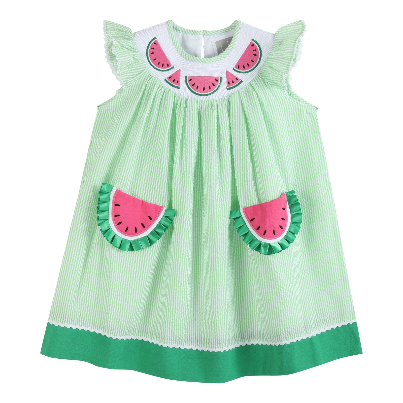 Green Seersucker Watermelon Smocked Bishop Dress - Premium Baby & Toddler Dresses from Lil Cactus - Just $38.95! Shop now at Pat's Monograms