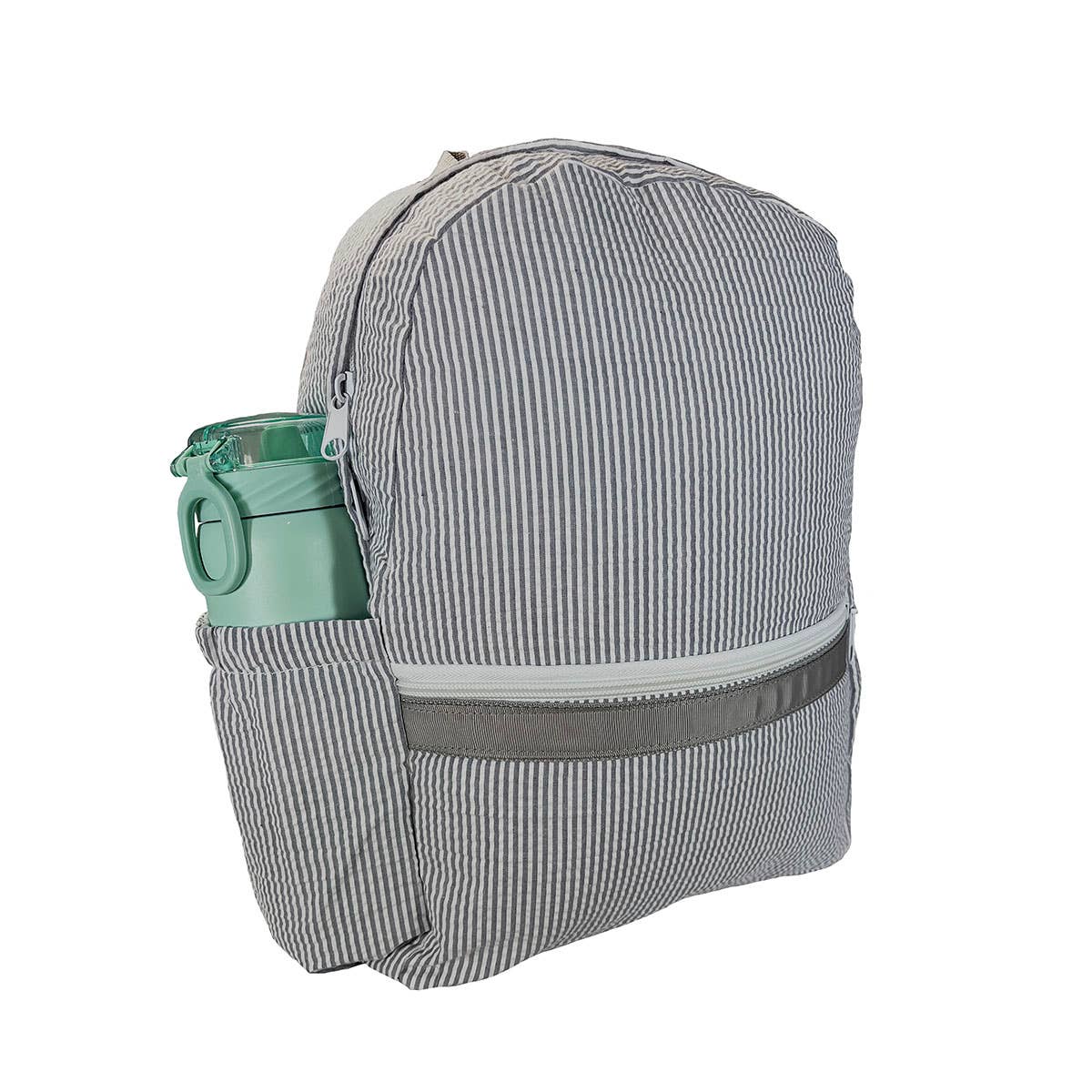 Grey Seersucker Medium Backpack w/ Pocket - Premium Backpack from Mint - Just $34.95! Shop now at Pat's Monograms