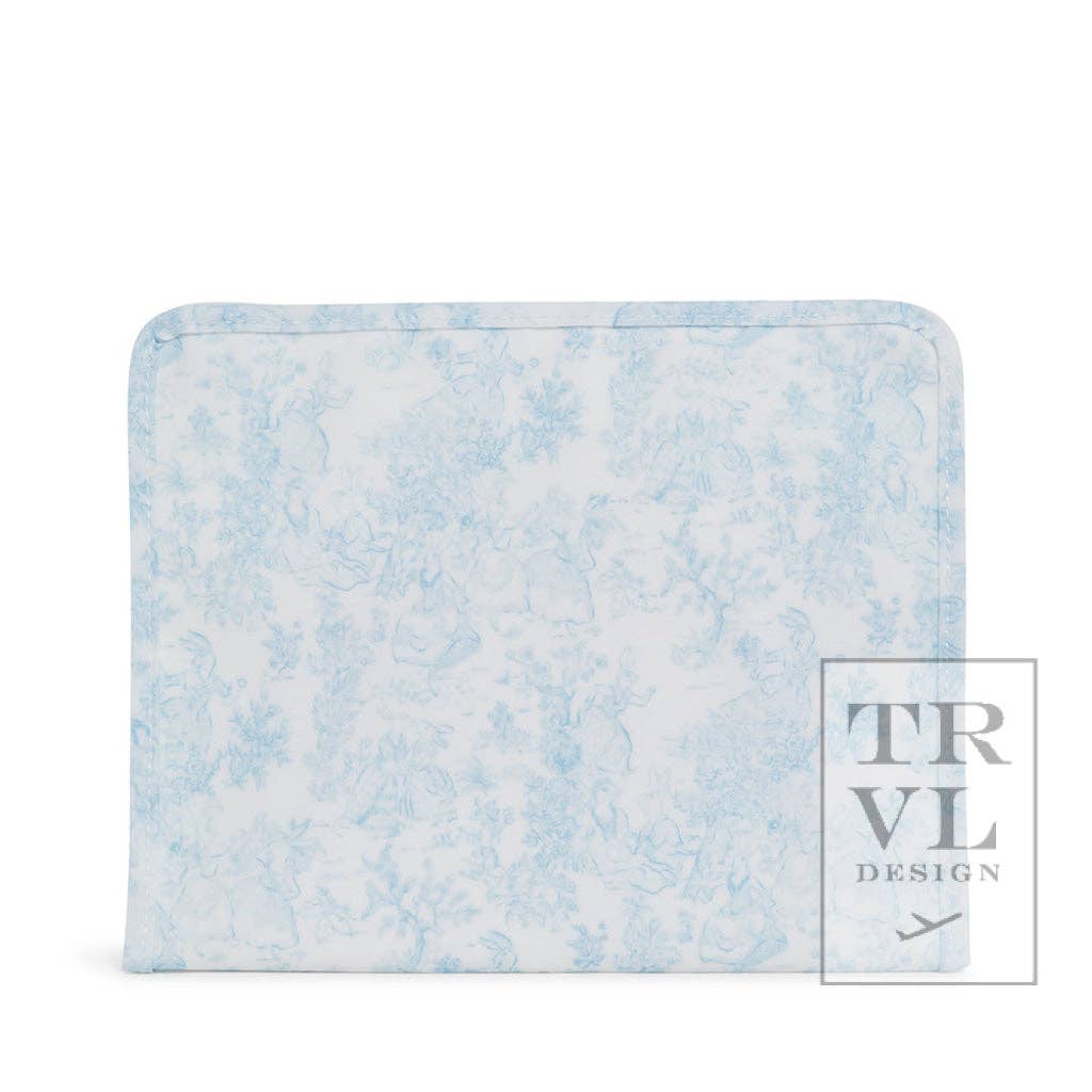 Roadie Large - Bunny Toile Blue Zip Pouch - Premium travel bag from TRVL Design - Just $32! Shop now at Pat's Monograms