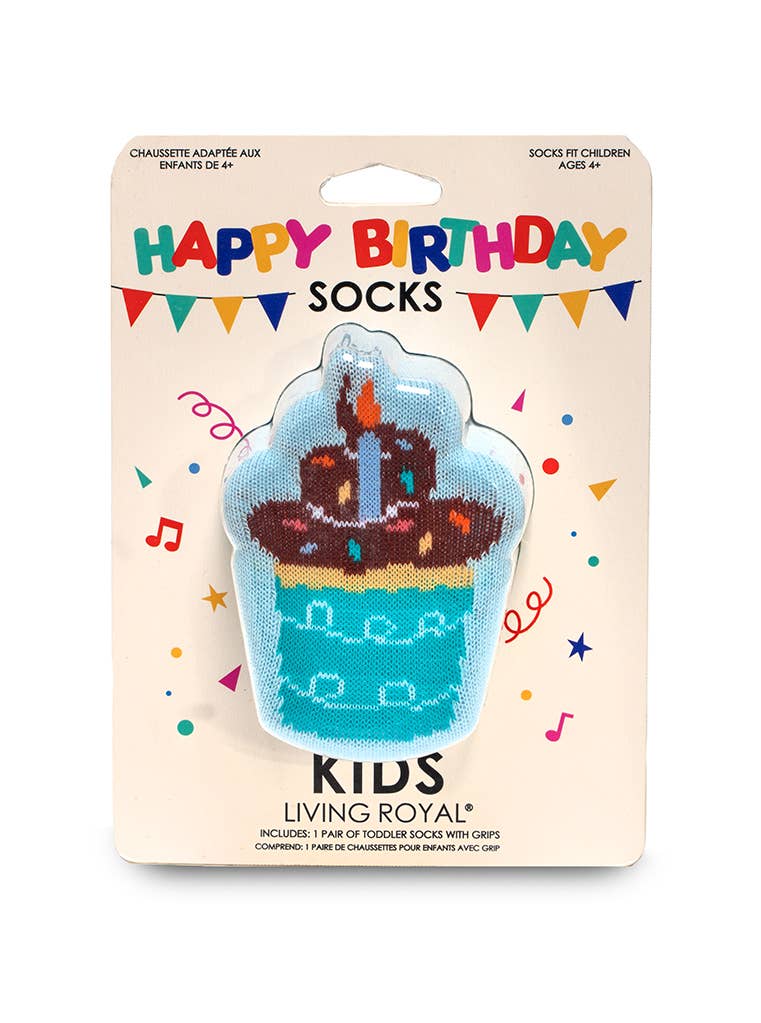 3D Packaged Crew Socks - Kids - Birthday Cupcake - Blue - Premium socks from Living Royal - Just $9.95! Shop now at Pat's Monograms