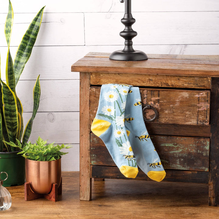 Bees And Daisies Socks - Premium Socks from Primitives by Kathy - Just $11.50! Shop now at Pat's Monograms